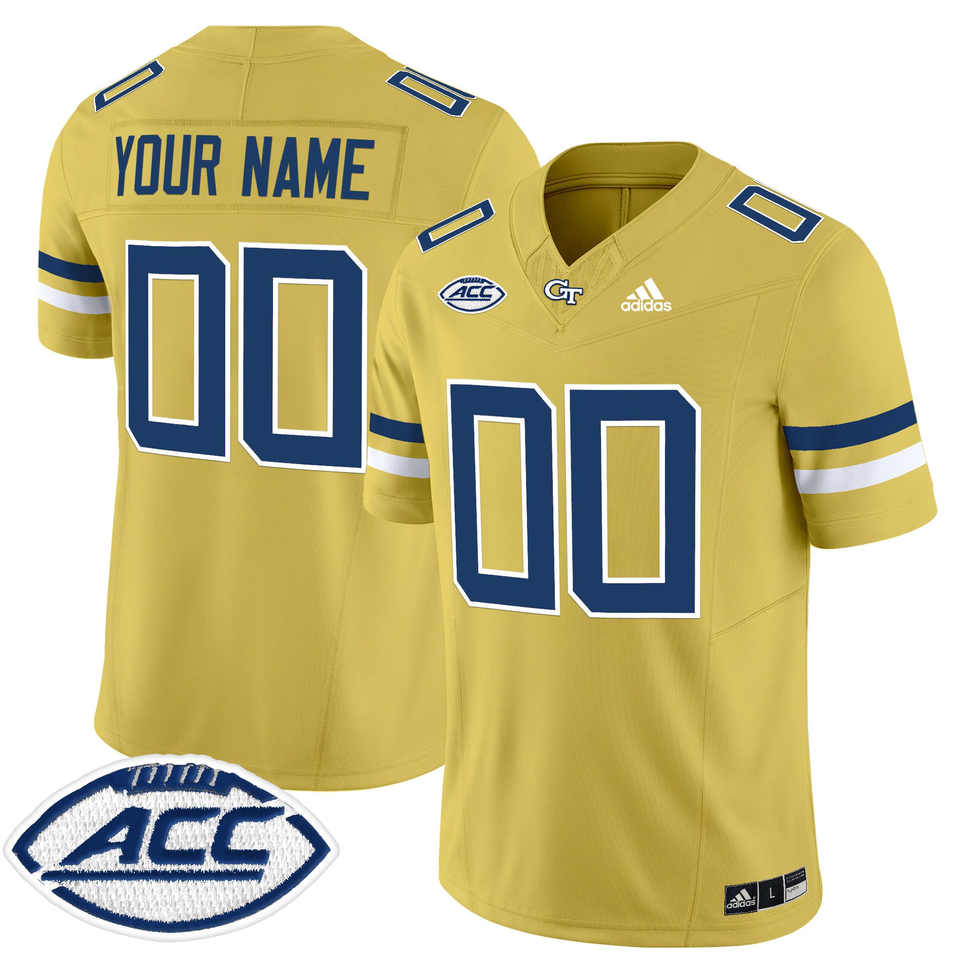 Men Georgia Tech Yellow Adidas 2024 Vapor Limited Custom NCAA Jersey style 1->customized ncaa jersey->Custom Jersey